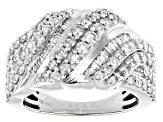 White Diamond 10k White Gold Crossover Ring 1.50ctw