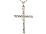 Diamond 10k Yellow Gold Cross Pendant With 18" Box Chain 1.00ctw