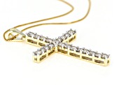 Diamond 10k Yellow Gold Cross Pendant With 18" Box Chain 1.00ctw