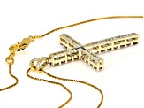 Diamond 10k Yellow Gold Cross Pendant With 18" Box Chain 1.00ctw