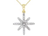White Diamond 10k Yellow Gold Celestial Pendant With 18 Inch Rope Chain 0.55ctw