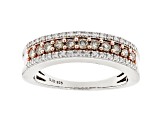 Champagne And White Diamond Rhodium Over Sterling Silver Band Ring 0.50ctw