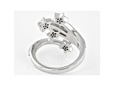 White Diamond Rhodium Over Sterling Silver Star Bypass Ring 0.50ctw