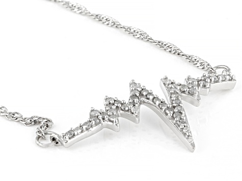 White Diamond Rhodium Over Sterling Silver Heartbeat Necklace 0.38ctw