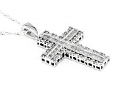 White Diamond Rhodium Over Sterling Silver Cross Pendant With Chain 0.75ctw