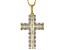 White Diamond 14K Yellow Gold Over Sterling Silver Cross Pendant With Chain 0.75ctw