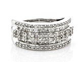 White Diamond Rhodium Over Sterling Silver Wide Band Ring 1.10ctw