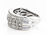 White Diamond Rhodium Over Sterling Silver Wide Band Ring 1.10ctw