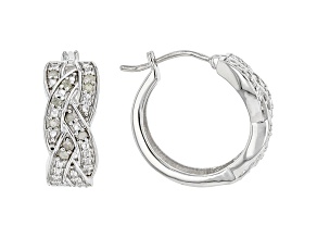 White Diamond Rhodium Over Sterling Silver Hoop Earrings 0.25ctw