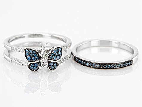 rhodium 25ctw matching butterfly sterling diamond ring band silver jtv list