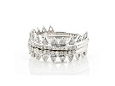 White Diamond Rhodium Over Sterling Silver Stackable Band Rings 0.60ctw