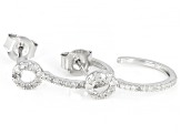 White Diamond Rhodium Over Sterling Silver Geometric Inspired J-Hoop Earrings 0.15ctw