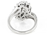White Diamond Rhodium Over Sterling Silver Cluster Ring 0.45ctw