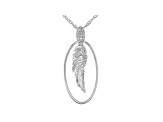 White Diamond Rhodium Over Sterling Silver Angel Wing Pendant With Chain 0.35ctw