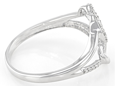 White Diamond Accent Rhodium Over Sterling Silver Double Heart Ring