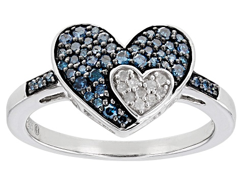 Top Misbruik deze Blue And White Diamond Rhodium Over Sterling Silver Cluster Double Heart  Ring 0.35ctw - UDS228 | JTV.com