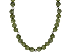 Connemara Marble Silver Tone Bead Necklace 32 inch 6mm