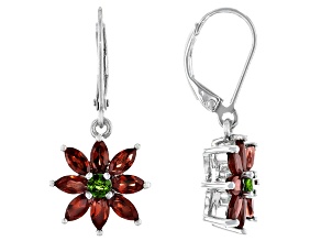 Red Garnet Rhodium Over Sterling Silver Earrings 3.38ctw