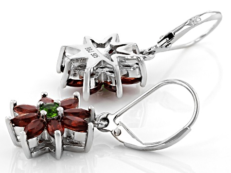 Red Garnet Rhodium Over Sterling Silver Earrings 3.38ctw