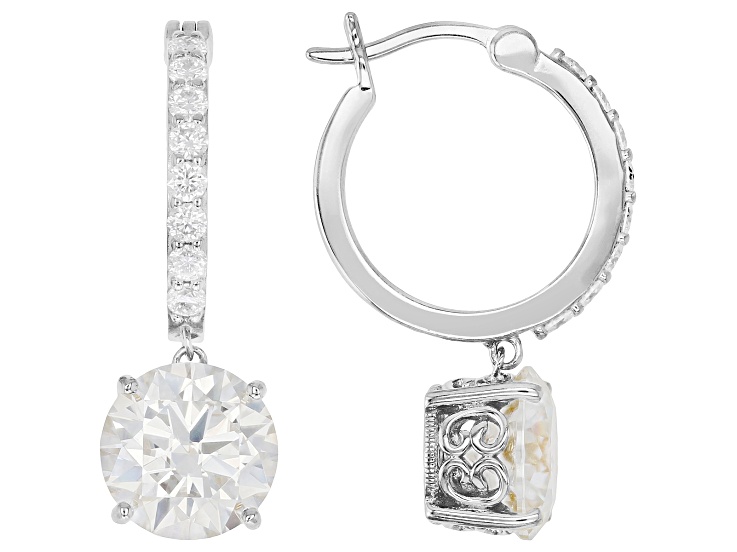 Moissanite Platineve Hoop Earrings 5.88ctw DEW.