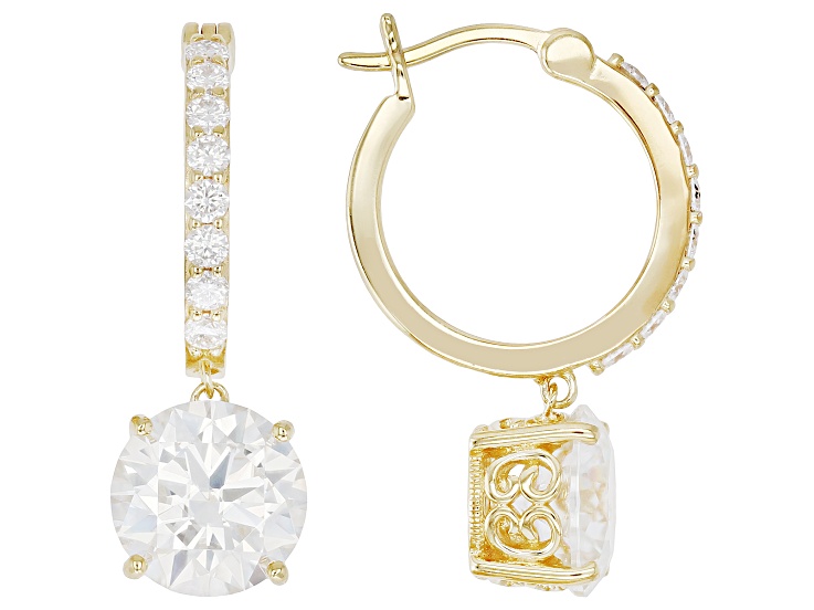 Moissanite 14k Yellow Gold Over Silver Hoop Earrings 5.88ctw DEW.