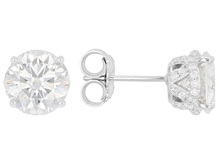 Moissanite Platineve Stud Earrings 4.52ctw DEW