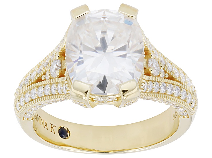 Moissanite 14k Yellow Gold Over Silver Engagement Ring 5.56ctw DEW