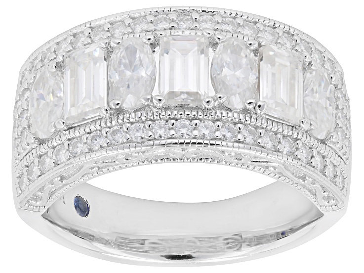 Baguette And Round Moissanite Platineve Band Ring 2.59ctw DEW