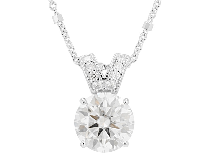 Moissanite Platineve Drop Pendant With Chain 2.00ctw DEW