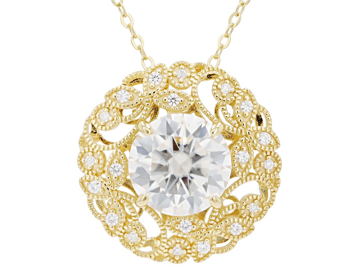 Moissanite 14K Yellow Gold Over Silver Necklace 3.80ctw DEW