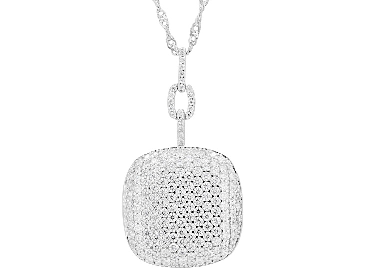 Moissanite Platineve Drop Locket With Chain 2.86ctw DEW