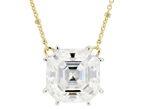 Asscher Cut Moissanite 14K Yellow Gold Over Silver and Platineve® Station Necklace 10.00ct DEW