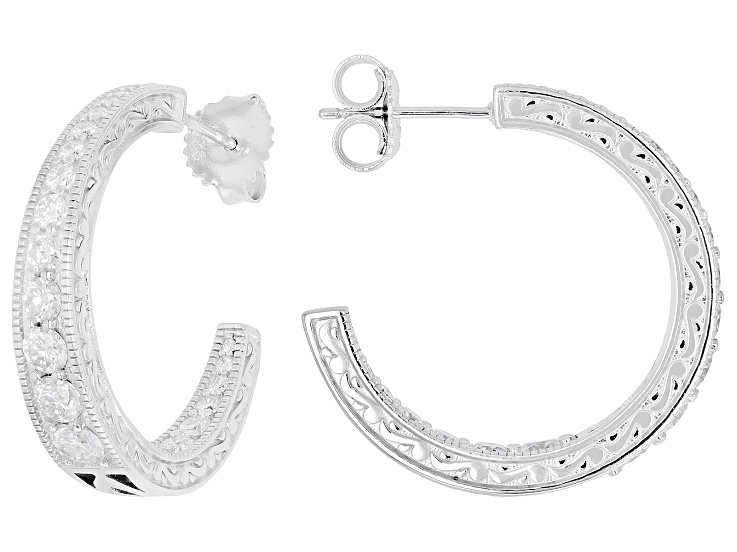 Moissanite Platineve J-Hoop Earrings 2.30ctw DEW