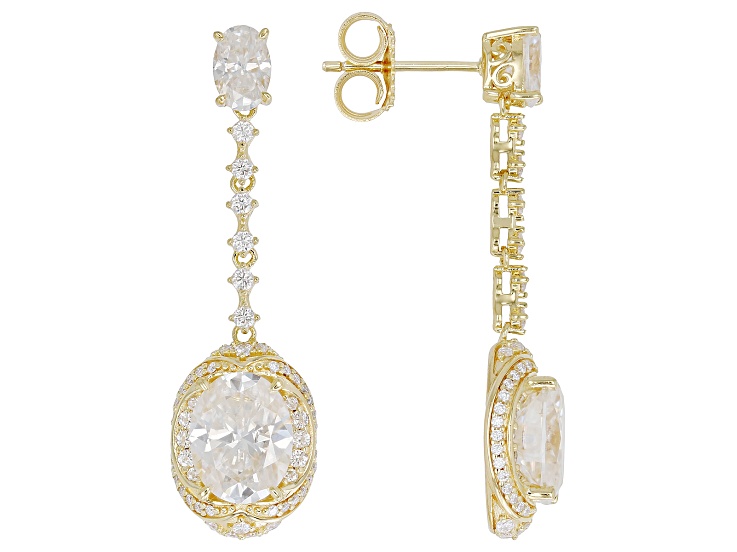 Moissanite 14K Yellow Gold Over Silver Earrings 6.10ctw DEW