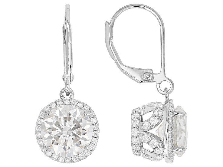 Moissanite Platineve Drop Earrings 5.12ctw DEW