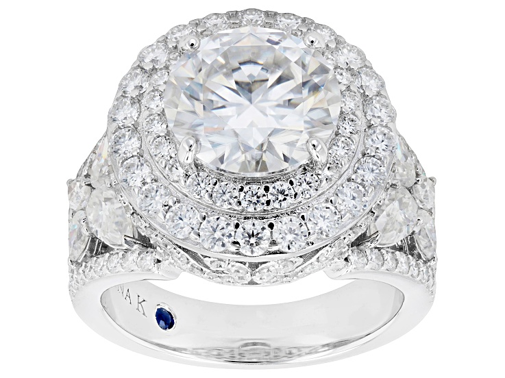 Moissanite Platineve Halo Ring 7.28ctw DEW