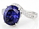 Blue And White Cubic Zirconia Platineve Ring 5.85ctw