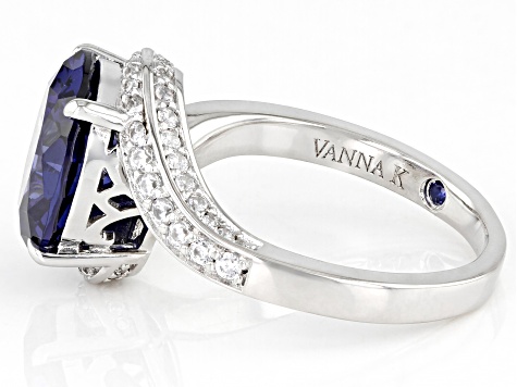 Blue And White Cubic Zirconia Platineve Ring 5.85ctw