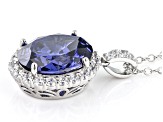 Blue And White Cubic Zirconia Platineve Anniversary Pendant With Chain 6.06ctw