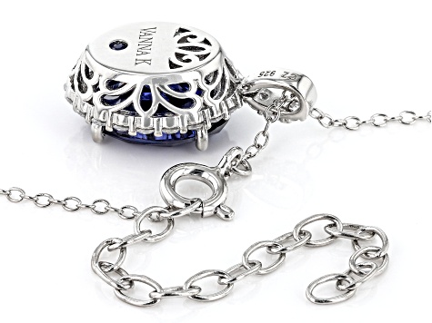 Blue And White Cubic Zirconia Platineve Anniversary Pendant With Chain 6.06ctw