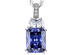 Blue And White Cubic Zirconia Platineve Pendant With Chain 5.81ctw