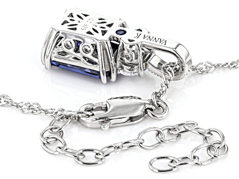 Blue And White Cubic Zirconia Platineve Pendant With Chain 5.81ctw