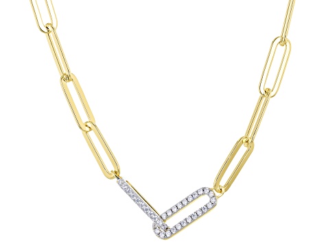 18kt Yellow Gold High Polish & Textured Paperclip Necklace | Costco