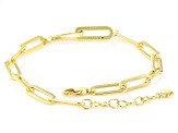 White Cubic Zirconia 18k Yellow Gold Over Sterling Silver Paperclip Chain Bracelet 0.53ctw
