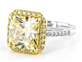 Yellow And White Cubic Zirconia Platineve And 18k Yellow Gold Over Sterling Silver Ring 8.47ctw