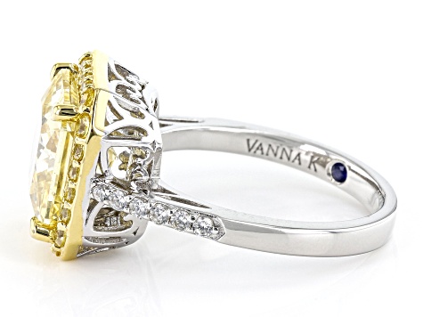 Yellow And White Cubic Zirconia Platineve And 18k Yellow Gold Over Sterling Silver Ring 8.47ctw