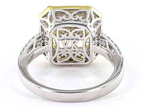 Yellow And White Cubic Zirconia Platineve And 18k Yellow Gold Over Sterling Silver Ring 8.47ctw