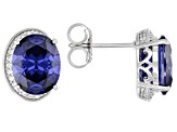 Blue And White Cubic Zirconia Platineve Earrings 7.96ctw