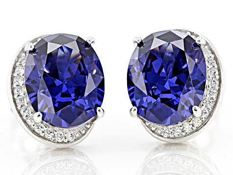 Blue And White Cubic Zirconia Platineve Earrings 7.96ctw