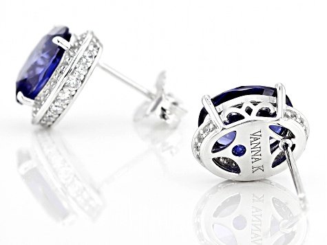 Blue And White Cubic Zirconia Platineve Earrings 7.96ctw